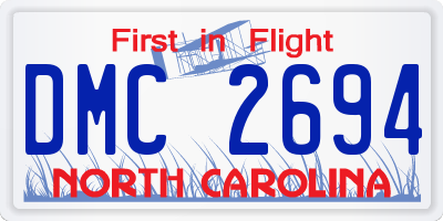 NC license plate DMC2694