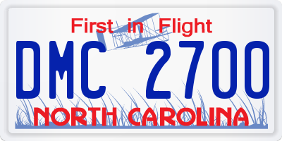 NC license plate DMC2700