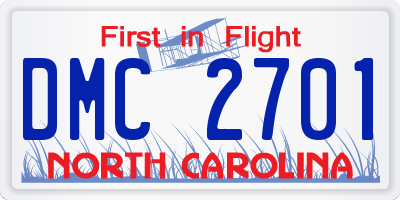 NC license plate DMC2701