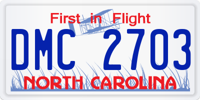 NC license plate DMC2703