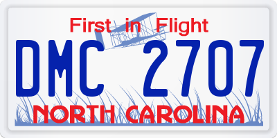 NC license plate DMC2707