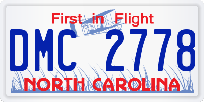 NC license plate DMC2778