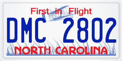 NC license plate DMC2802