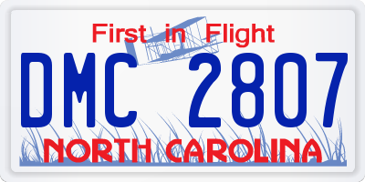 NC license plate DMC2807