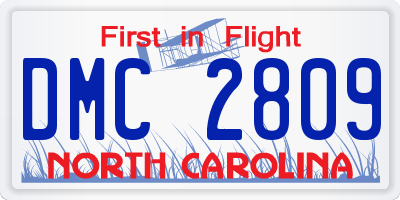 NC license plate DMC2809