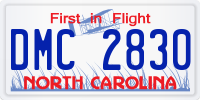 NC license plate DMC2830