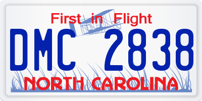 NC license plate DMC2838