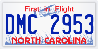 NC license plate DMC2953