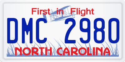 NC license plate DMC2980