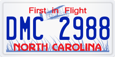 NC license plate DMC2988