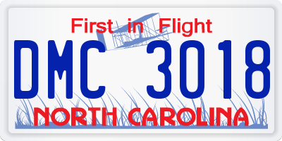 NC license plate DMC3018