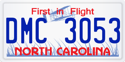 NC license plate DMC3053