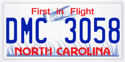 NC license plate DMC3058