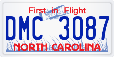 NC license plate DMC3087