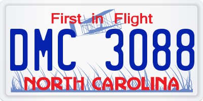 NC license plate DMC3088