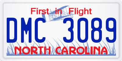 NC license plate DMC3089