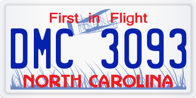 NC license plate DMC3093