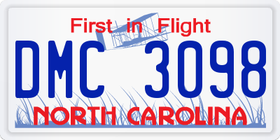 NC license plate DMC3098