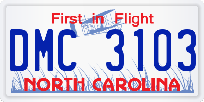 NC license plate DMC3103