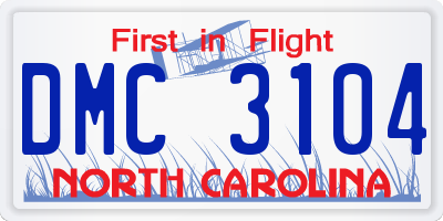 NC license plate DMC3104
