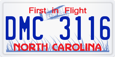 NC license plate DMC3116