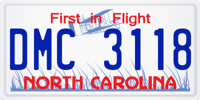 NC license plate DMC3118