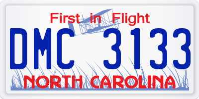 NC license plate DMC3133