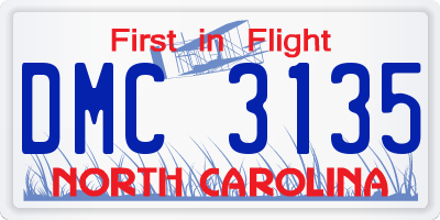 NC license plate DMC3135