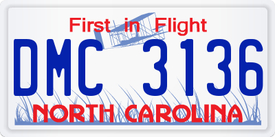 NC license plate DMC3136