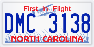 NC license plate DMC3138