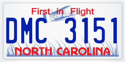 NC license plate DMC3151