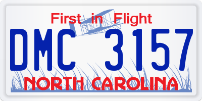 NC license plate DMC3157