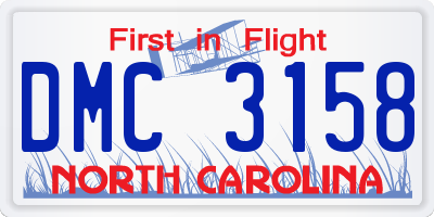 NC license plate DMC3158