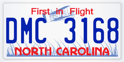 NC license plate DMC3168