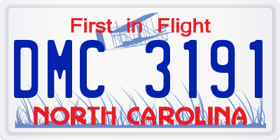 NC license plate DMC3191