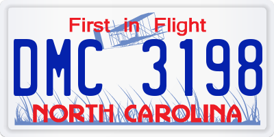 NC license plate DMC3198