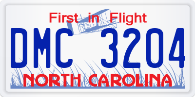 NC license plate DMC3204