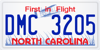 NC license plate DMC3205