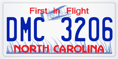 NC license plate DMC3206