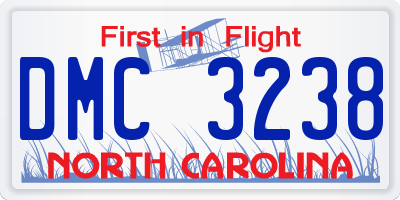 NC license plate DMC3238