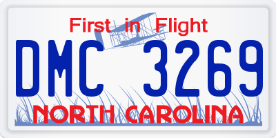 NC license plate DMC3269