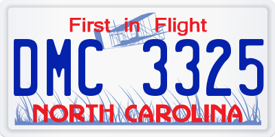 NC license plate DMC3325