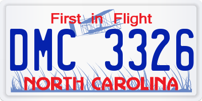 NC license plate DMC3326