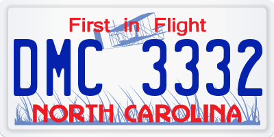 NC license plate DMC3332