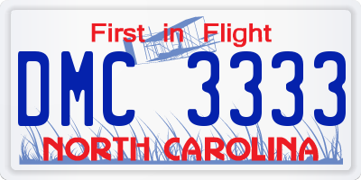 NC license plate DMC3333