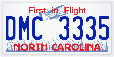 NC license plate DMC3335