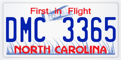 NC license plate DMC3365