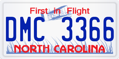 NC license plate DMC3366