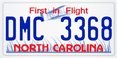 NC license plate DMC3368