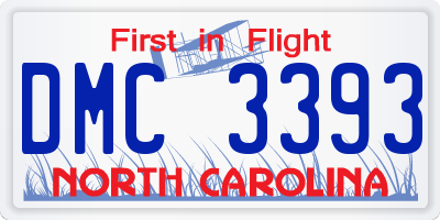 NC license plate DMC3393